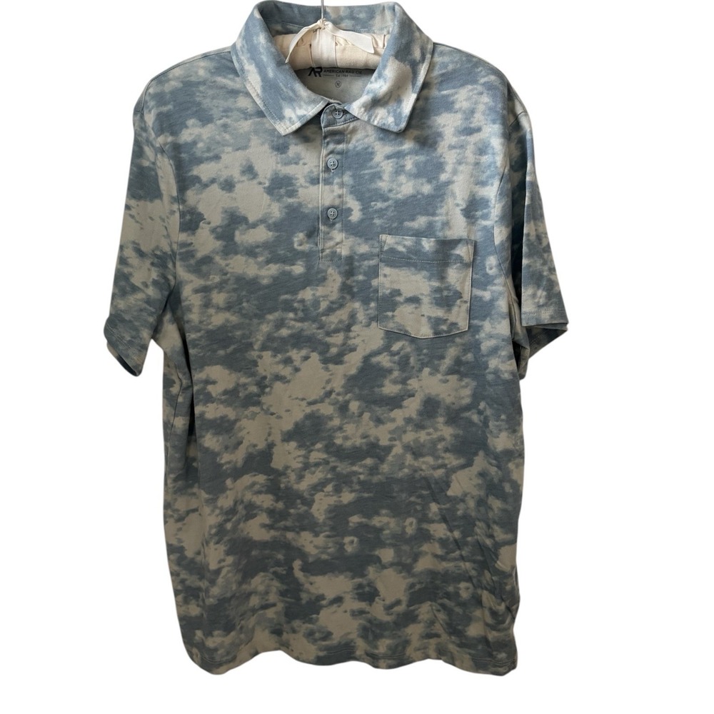 American Rag Cie Polo Shirt Men's Medium Blue Cloud Tie Dye Collared Casual